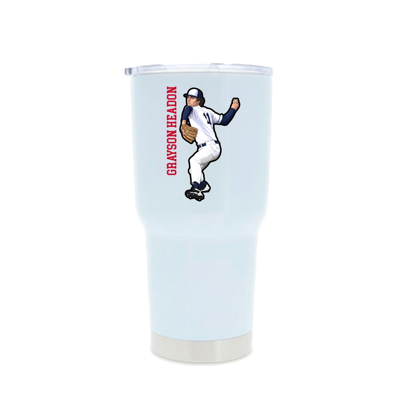 30oz Stainless Steel Tumbler — Name Vertical in White