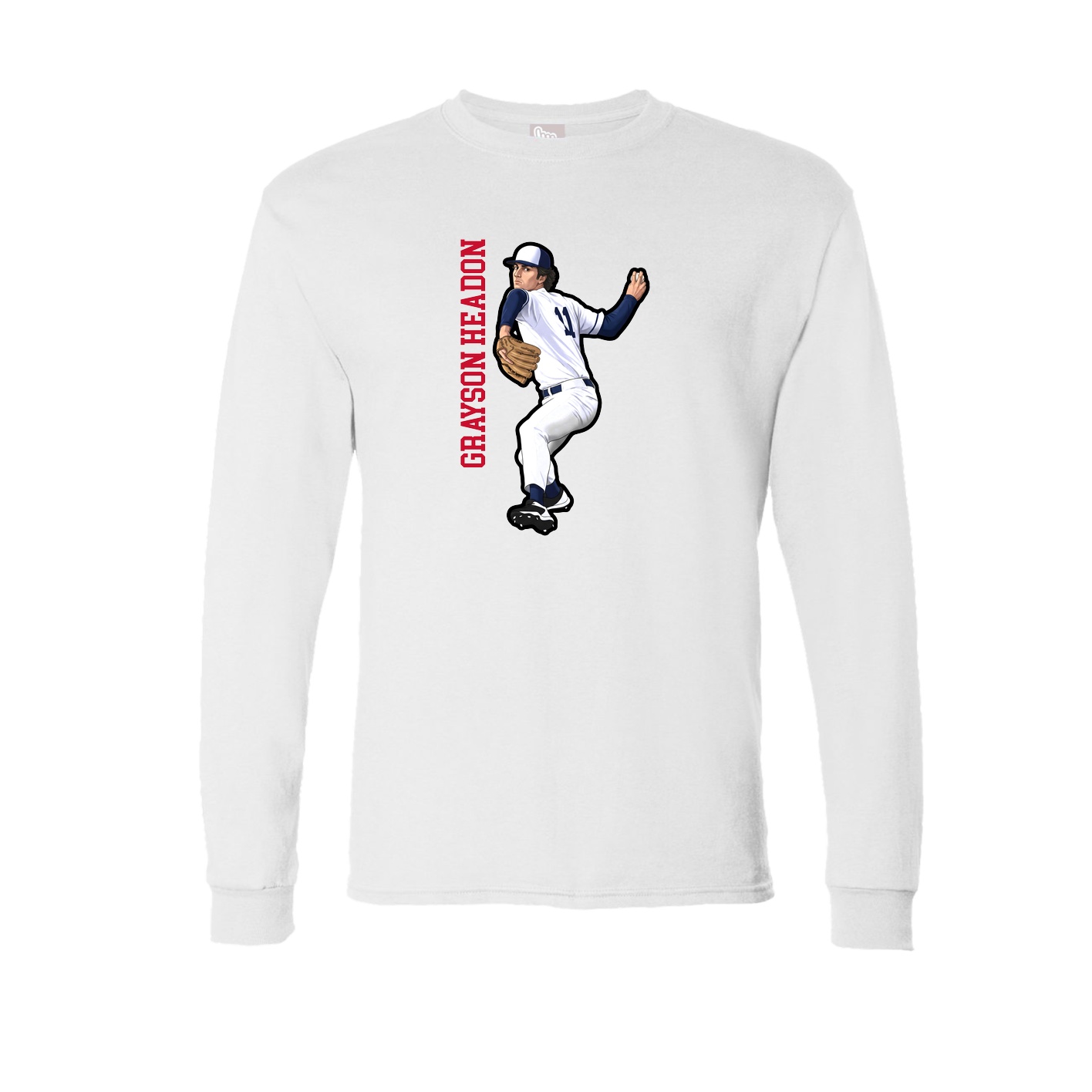 Long Sleeve Tee — Name Vertical in White
