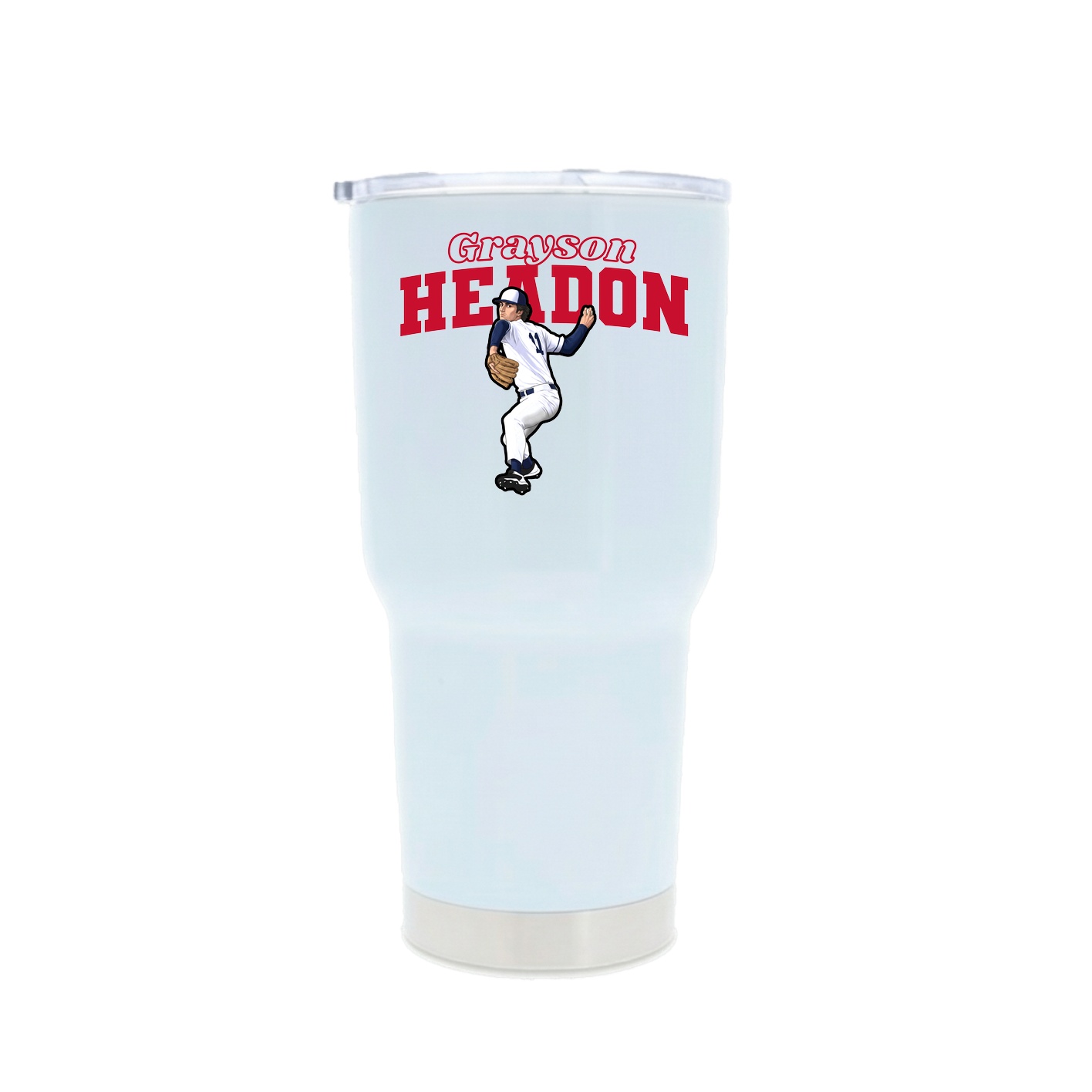 30oz Stainless Steel Tumbler — Name Arch in White