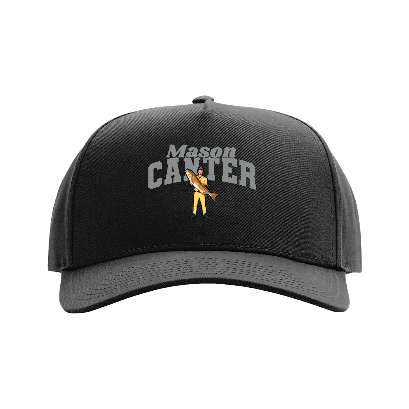 Full Fabric Five-Panel Champ Cap — Signature Arch in Black