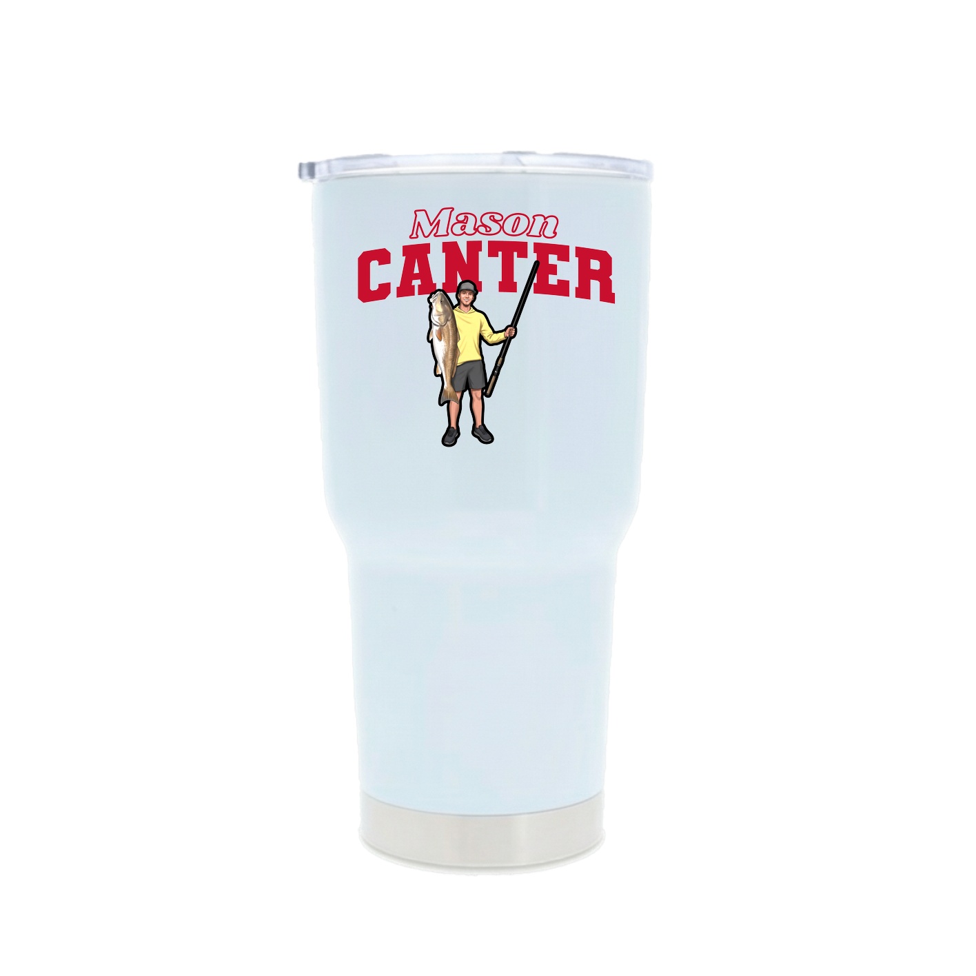 30oz Stainless Steel Tumbler — Name Arch in White