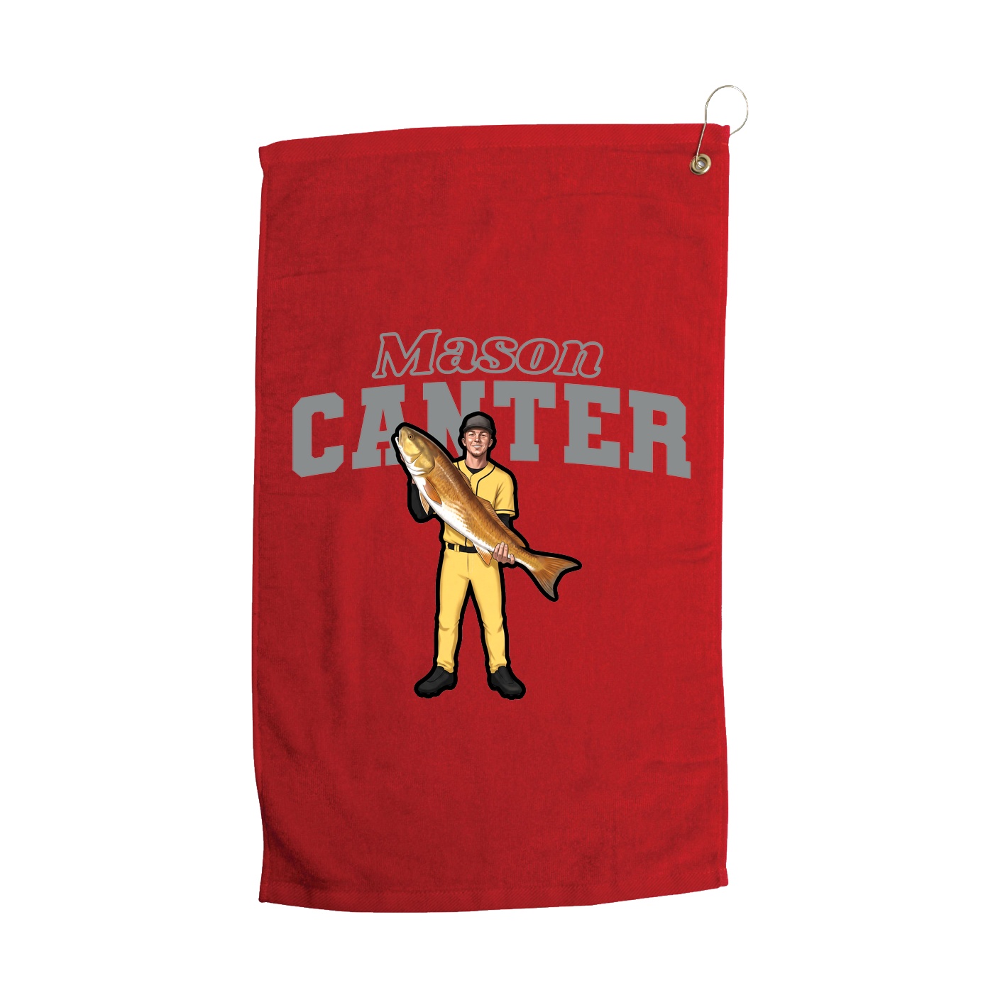 Golf Towel — Name Arch in Red