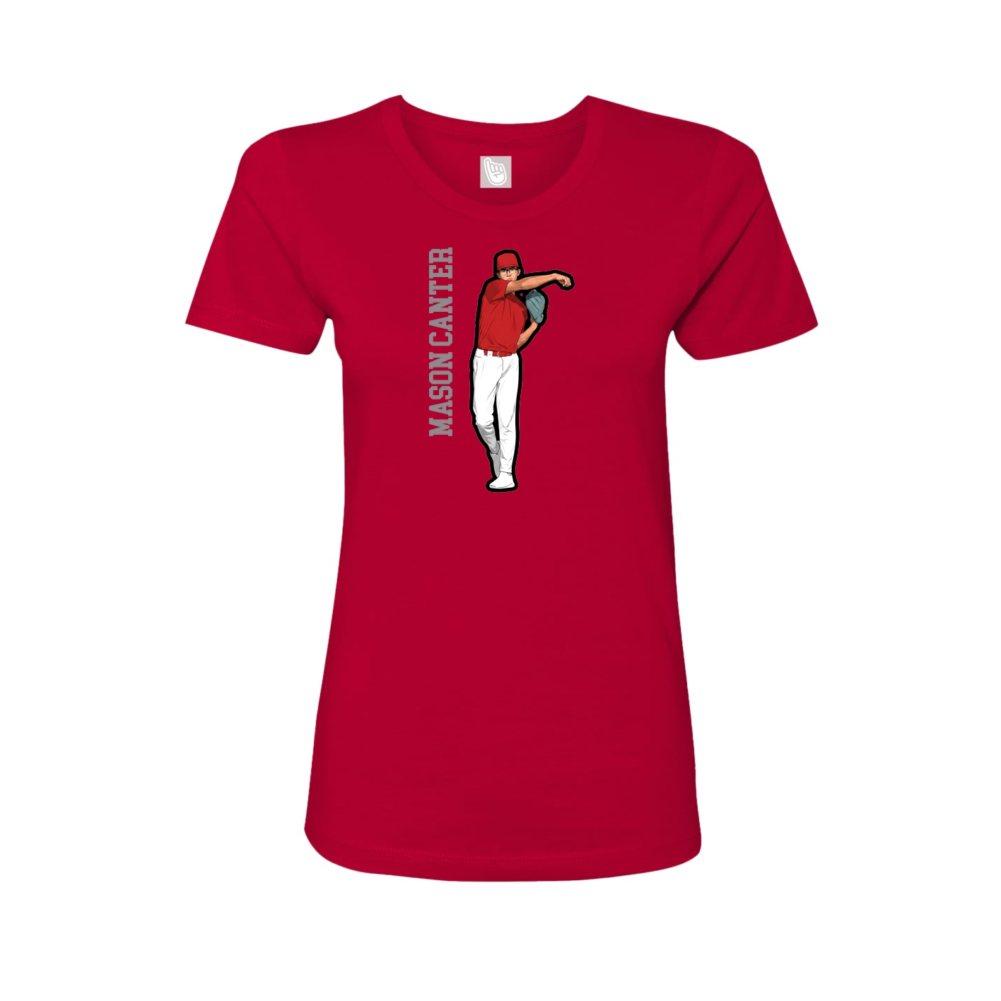 Fitted Women's Tee — Name Vertical in Red
