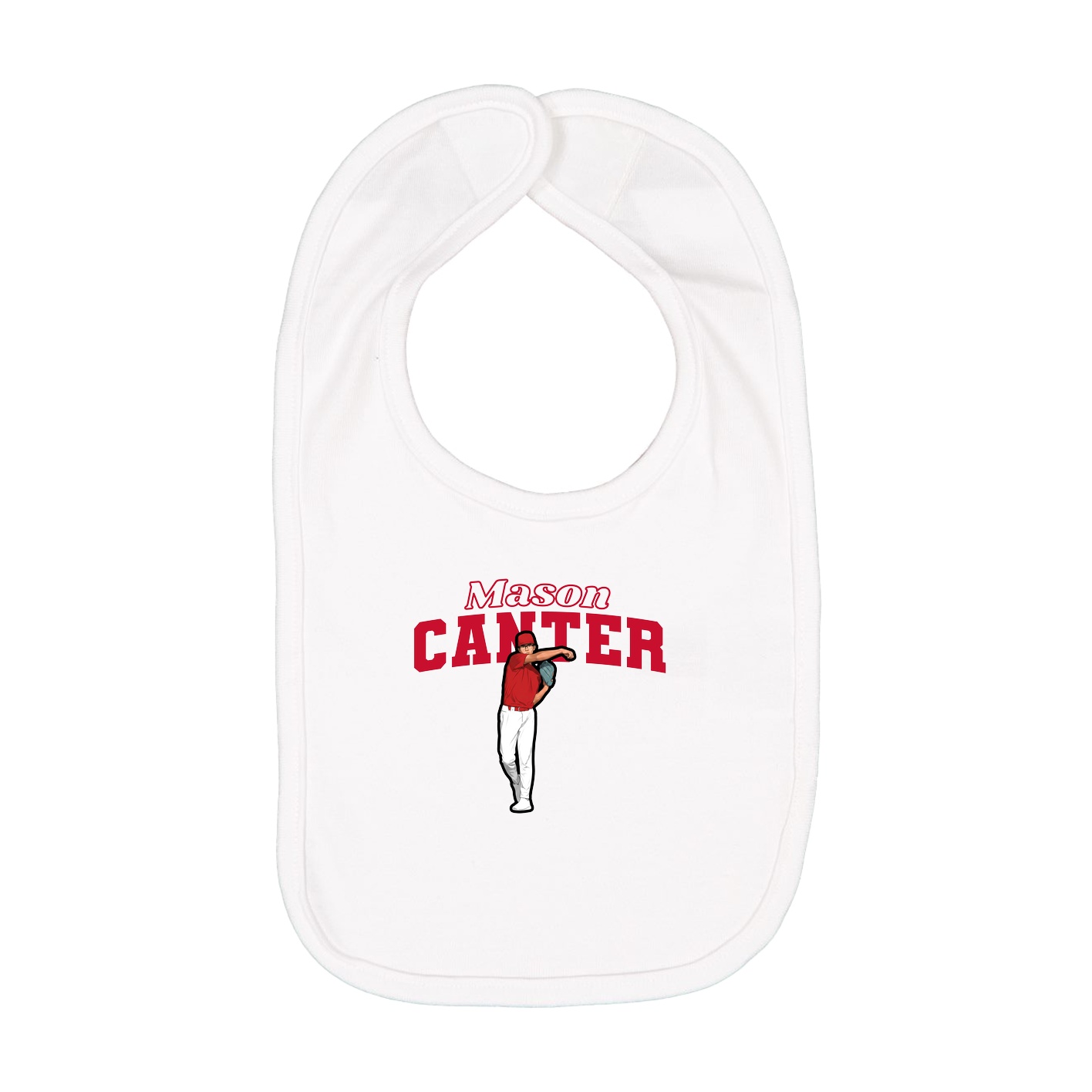 Infant Bib — Name Arch in White