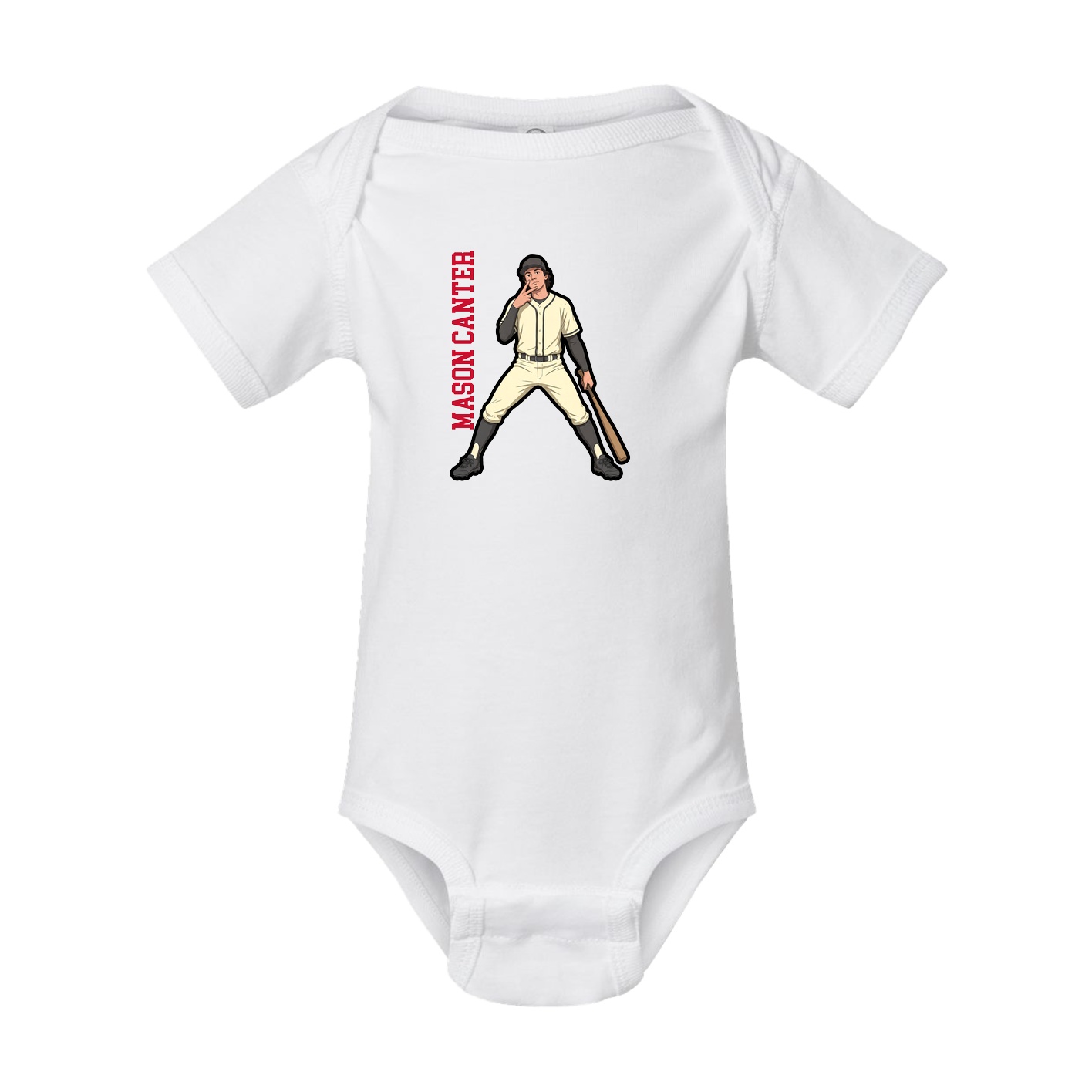 Baby Onesie — Name Vertical in White