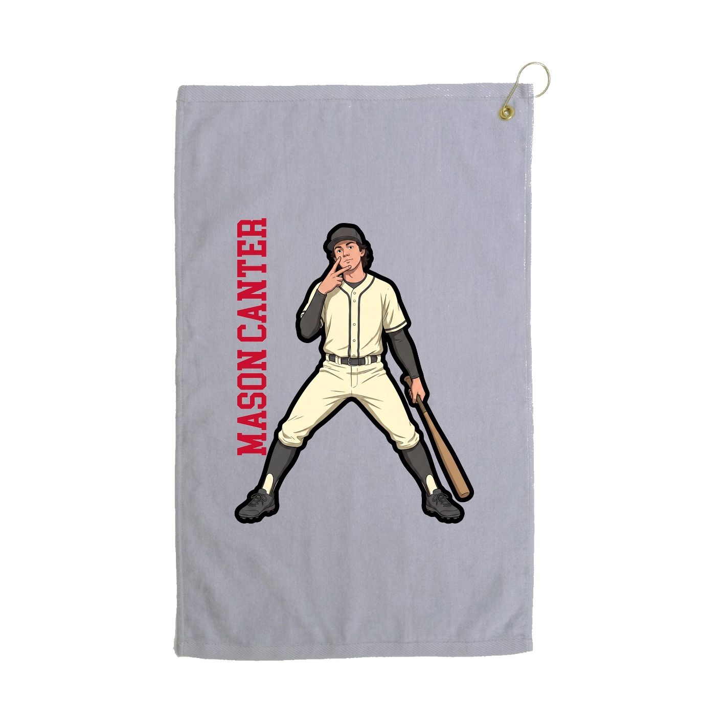 Golf Towel — Name Vertical in Grey