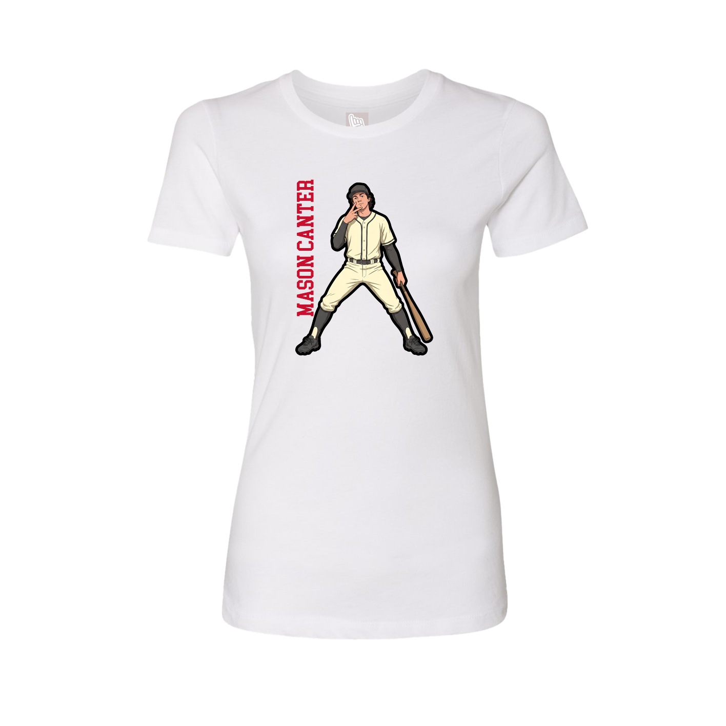 Fitted Women's Tee — Name Vertical in White