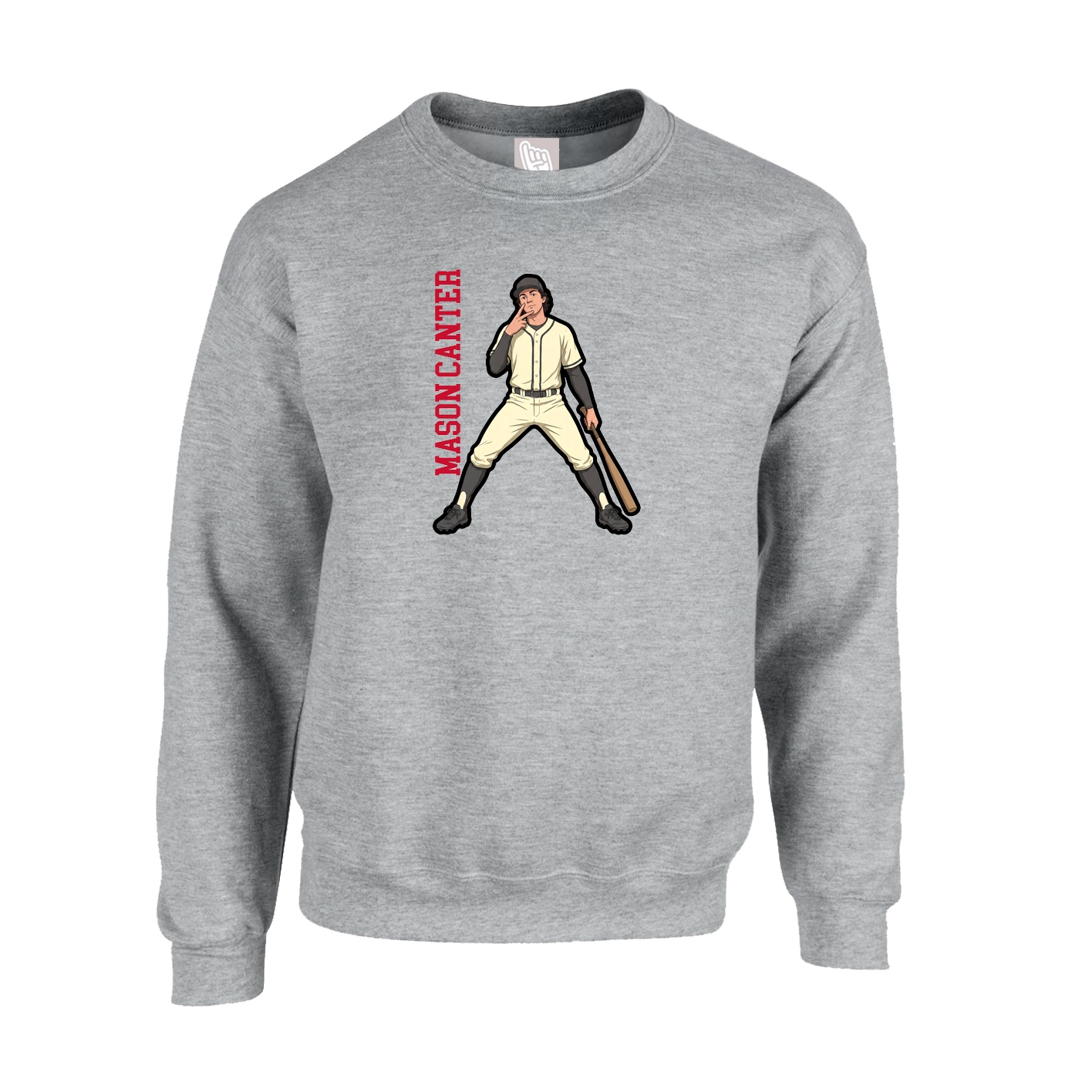 Fleece Crew — Name Vertical in Grey
