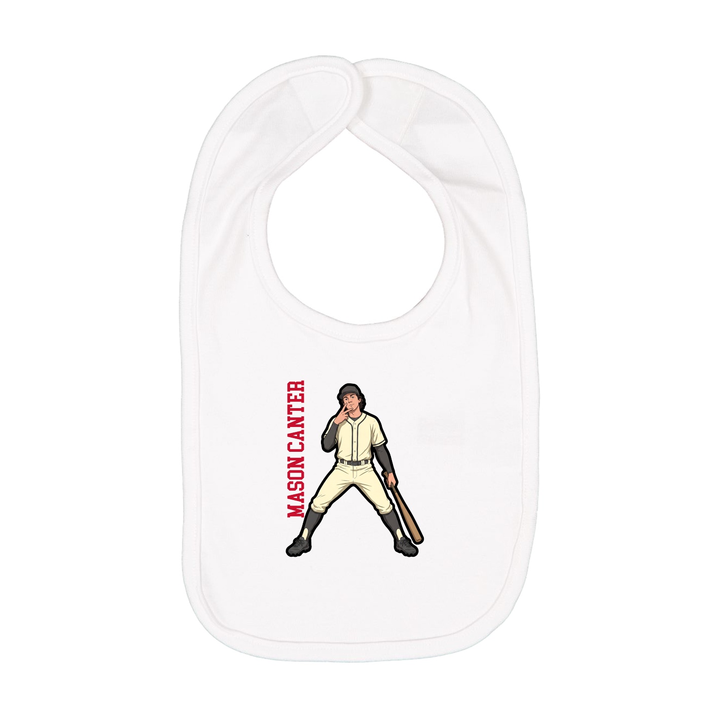 Infant Bib — Name Vertical in White