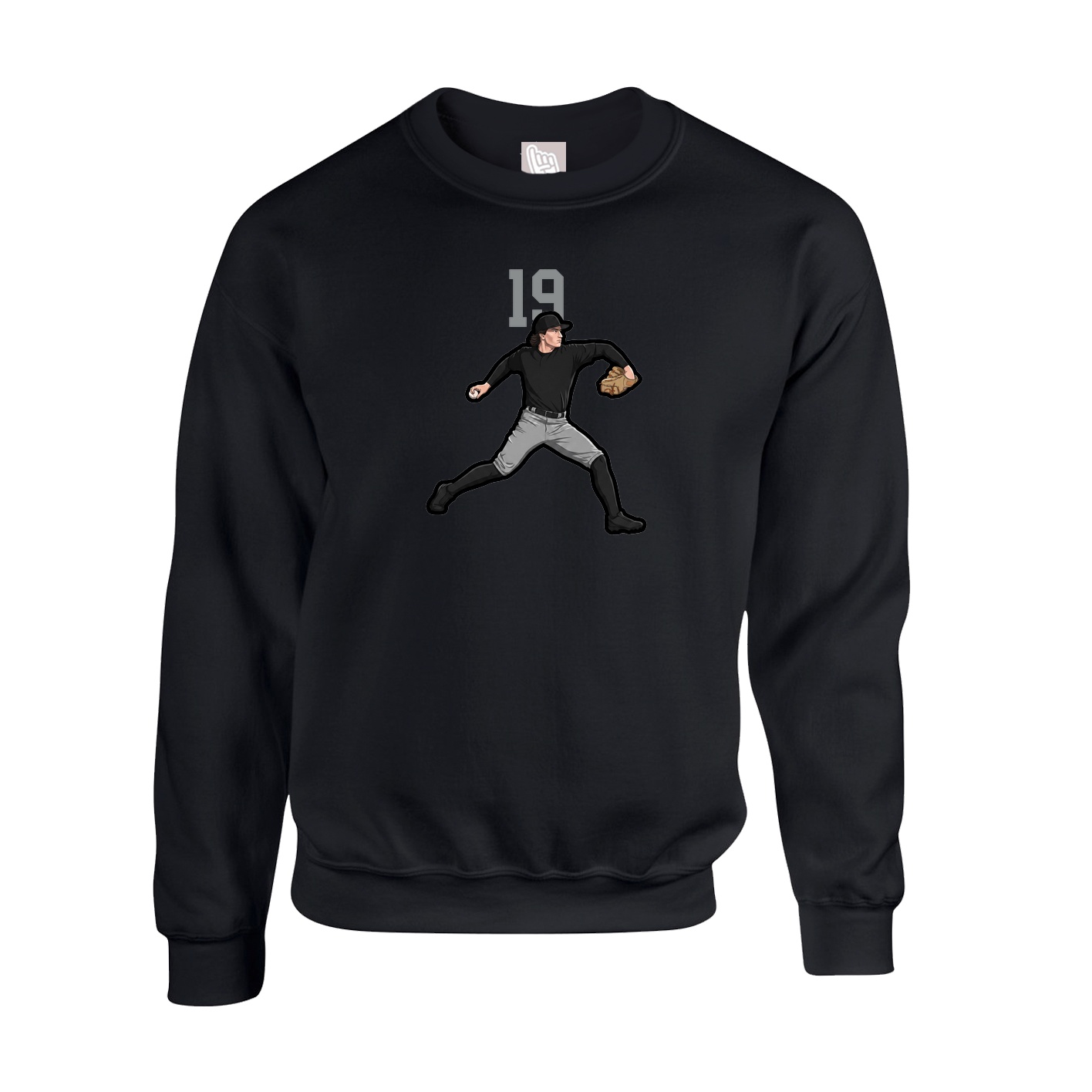 Fleece Crew — Number Top in Black
