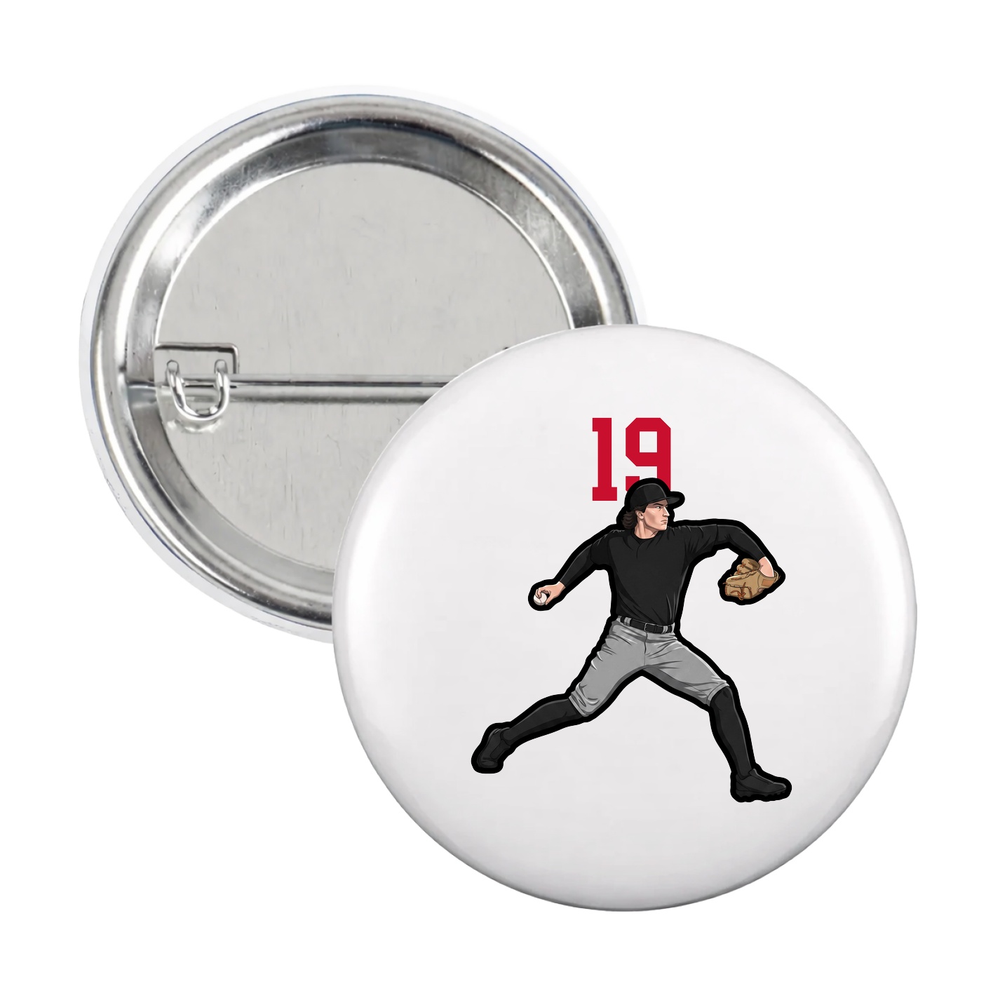 Game Day Button — Number Top in White