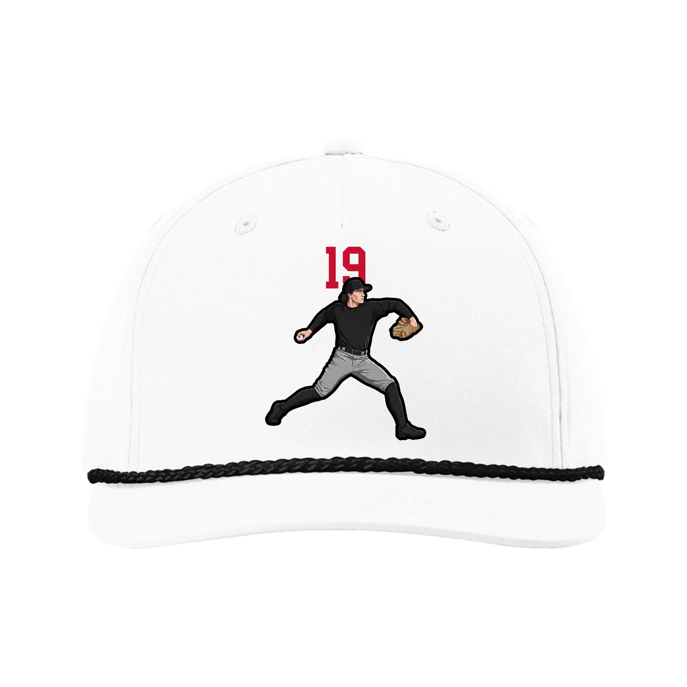 Five-Panel Classic Rope Cap — Number Top in White