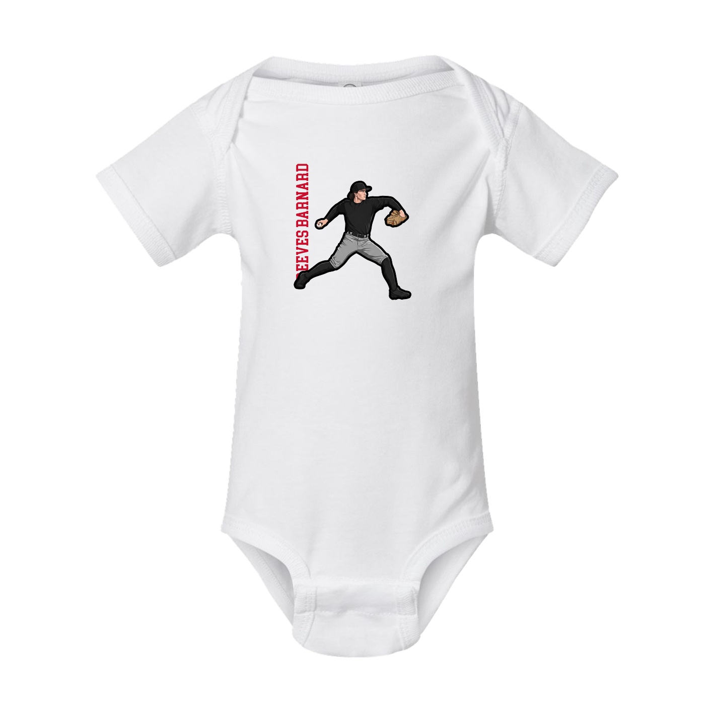 Baby Onesie — Name Vertical in White