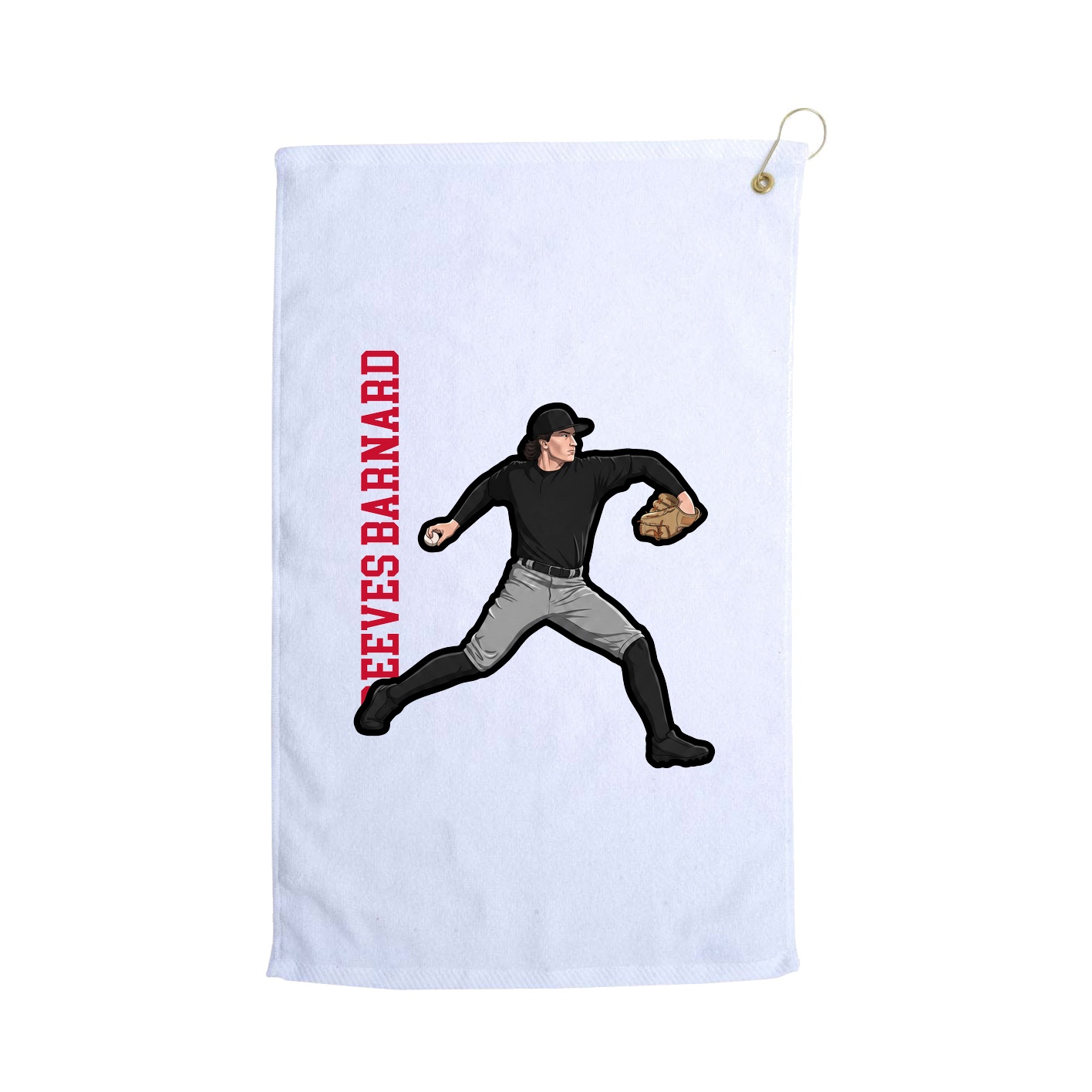 Golf Towel — Name Vertical in White