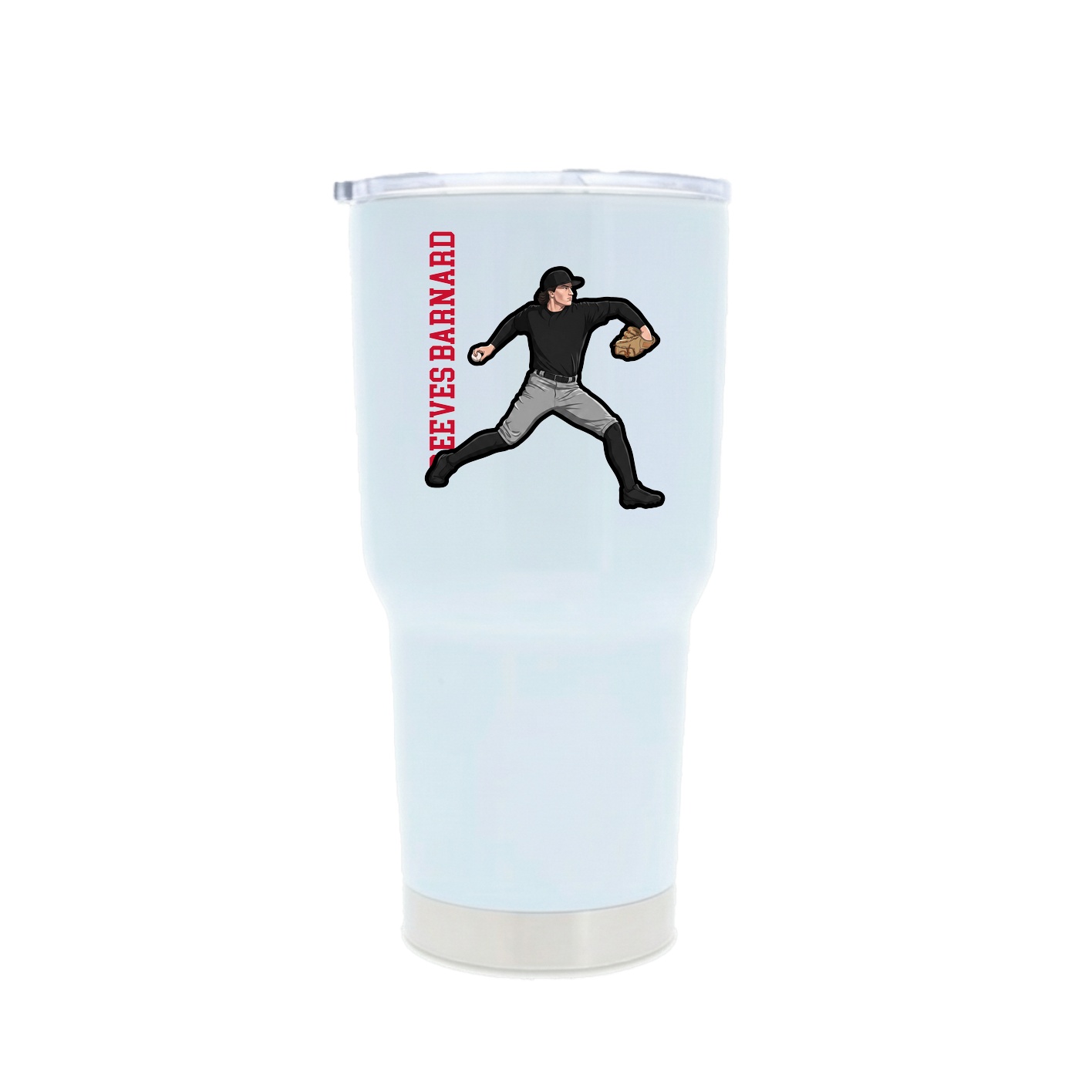 30oz Stainless Steel Tumbler — Name Vertical in White