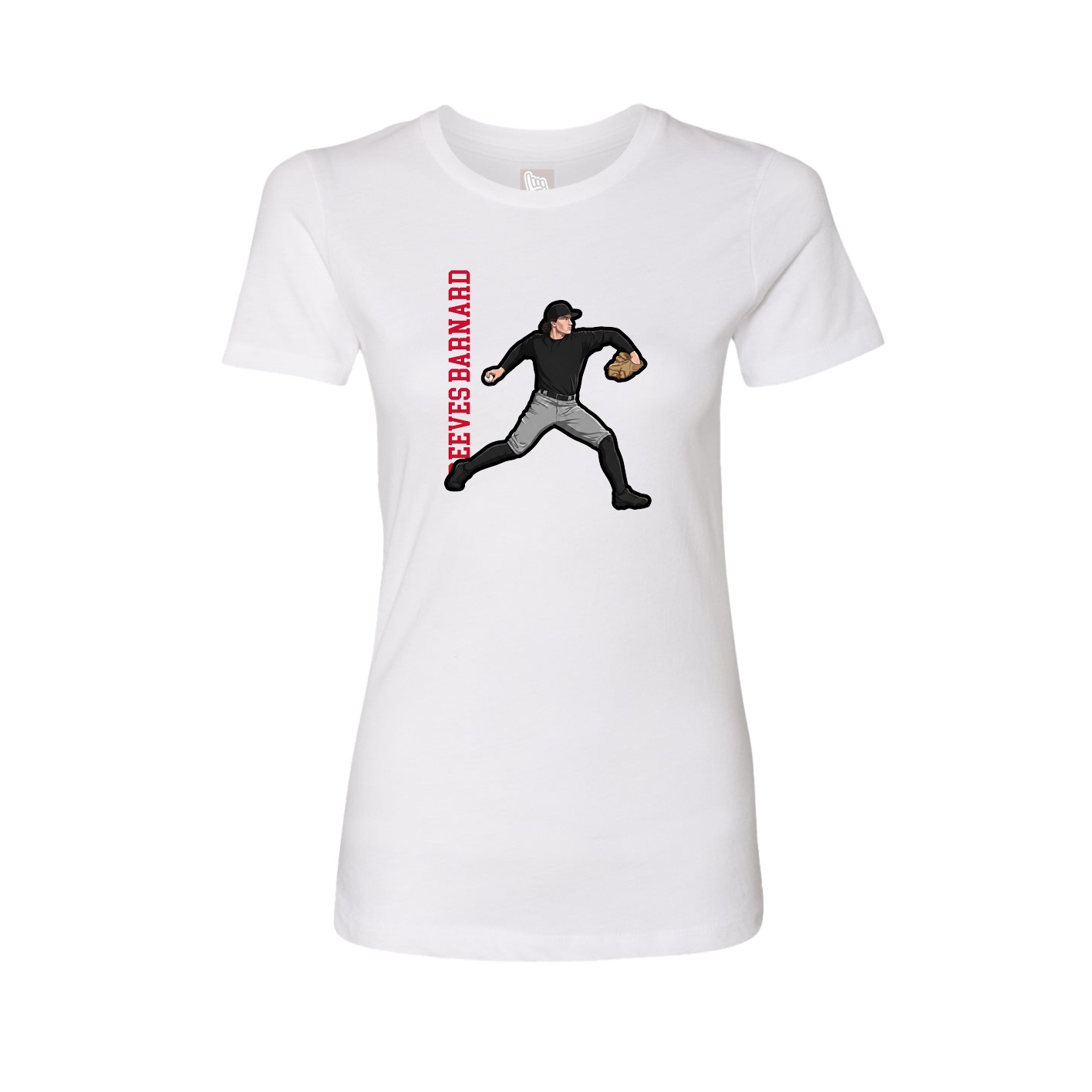 Fitted Women's Tee — Name Vertical in White