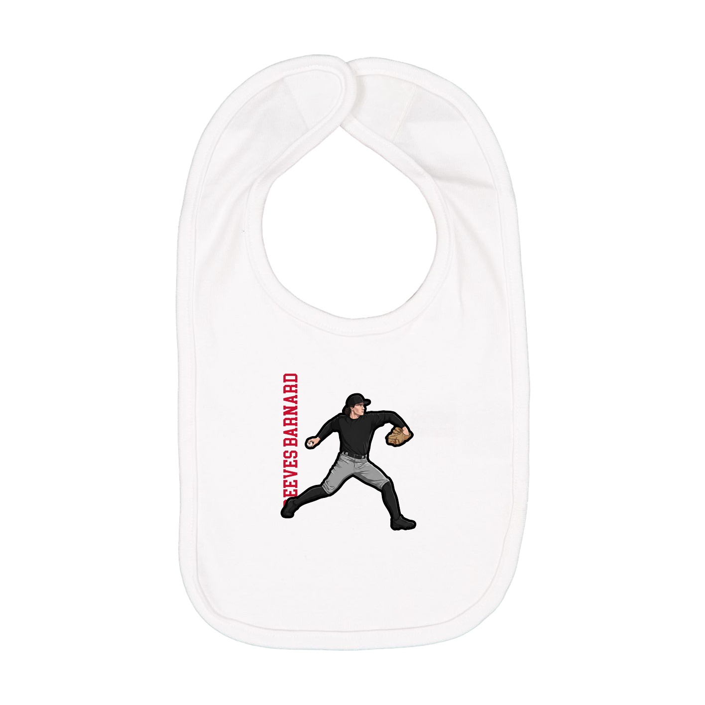 Infant Bib — Name Vertical in White