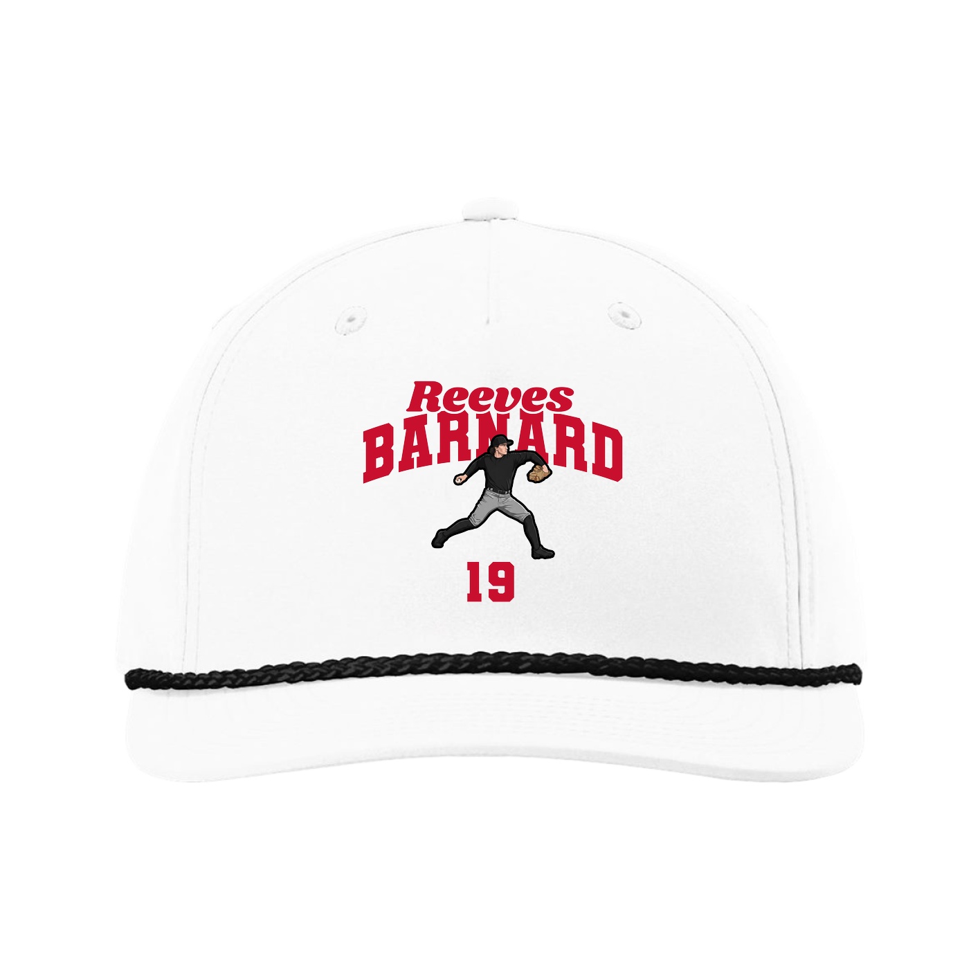 Five-Panel Classic Rope Cap — Signature Arch in White
