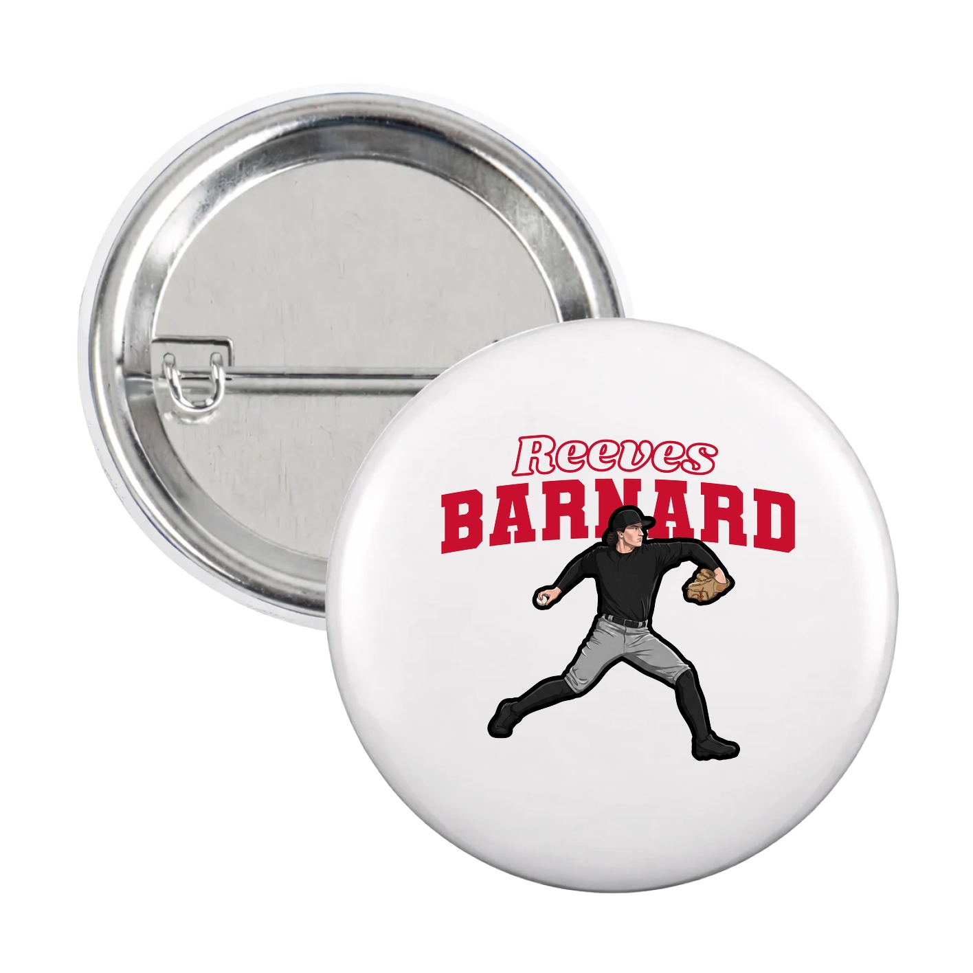 Game Day Button — Name Arch in White