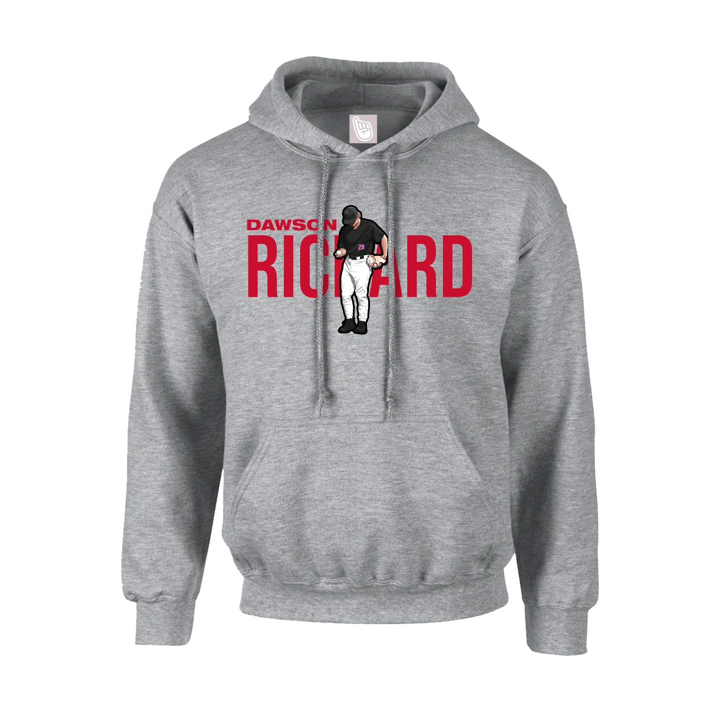 Youth Hoodie — Player Name in Grey