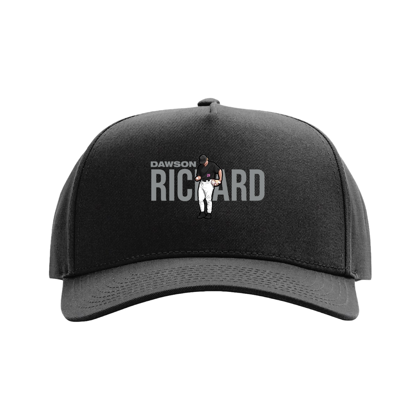 Full Fabric Five-Panel Champ Cap — Player Name in Black