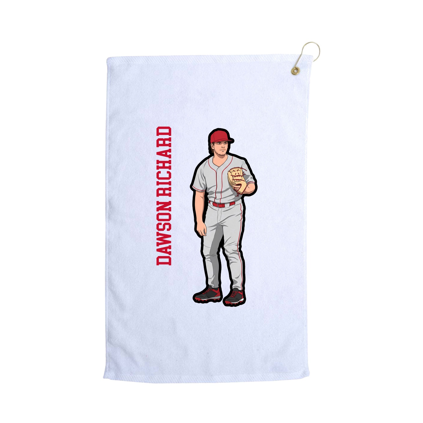 Golf Towel — Name Vertical in White