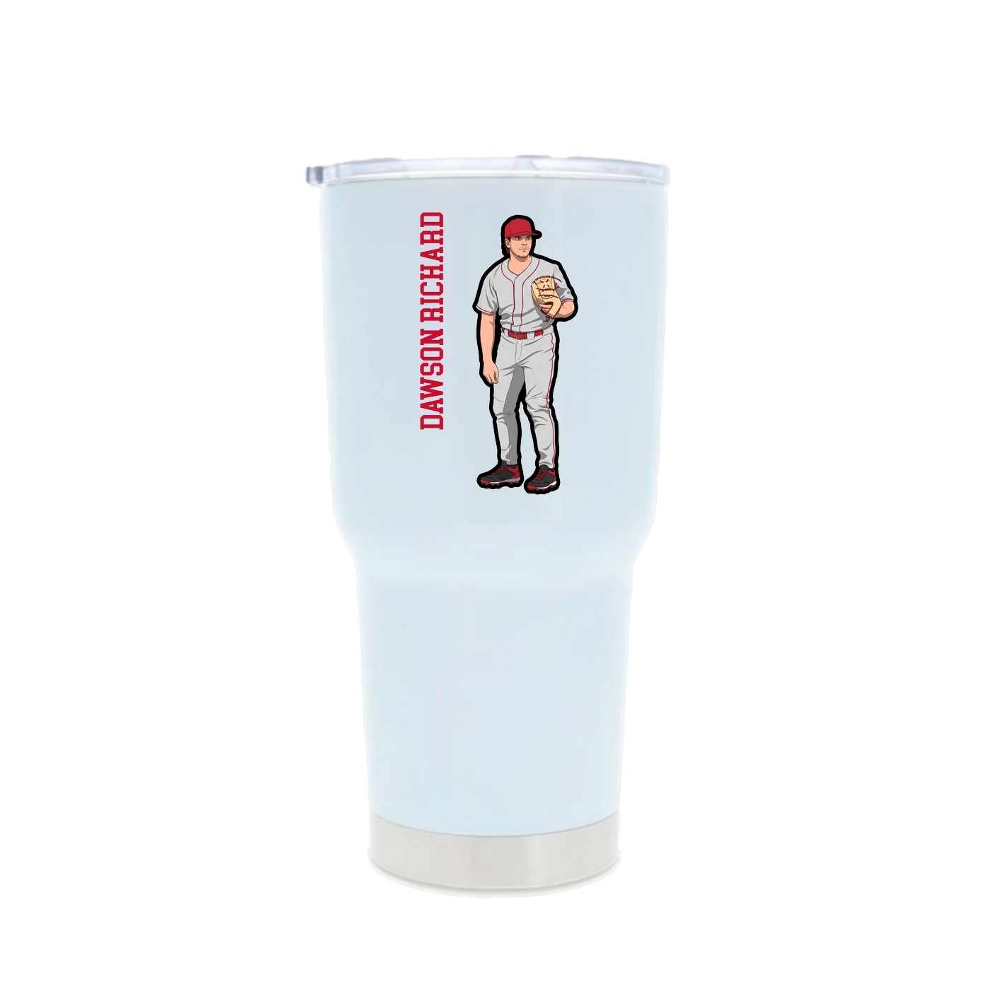 30oz Stainless Steel Tumbler — Name Vertical in White