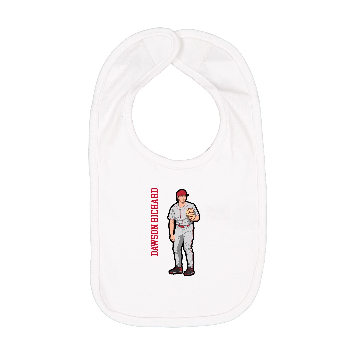 Infant Bib — Name Vertical in White