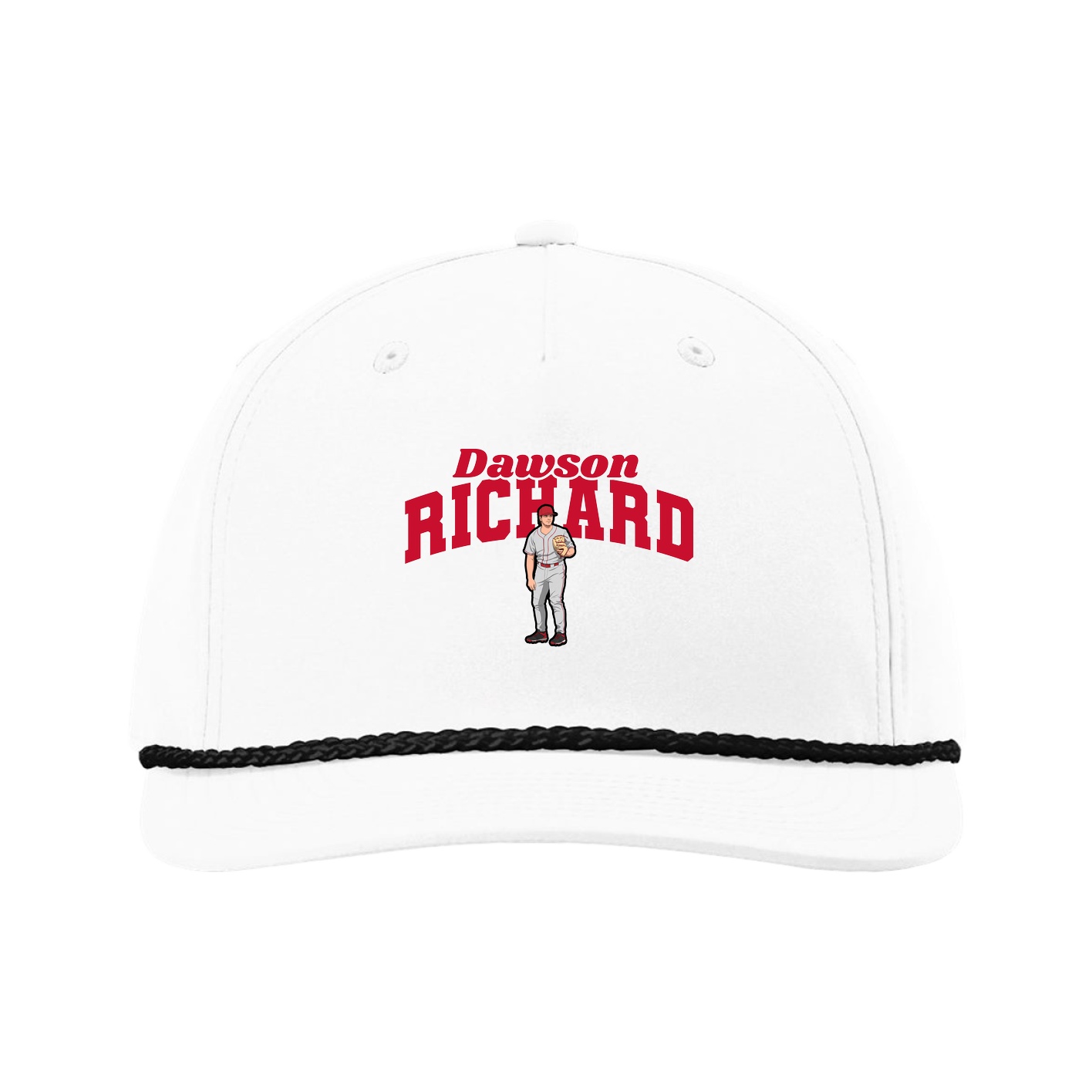 Five-Panel Classic Rope Cap — Signature Arch in White