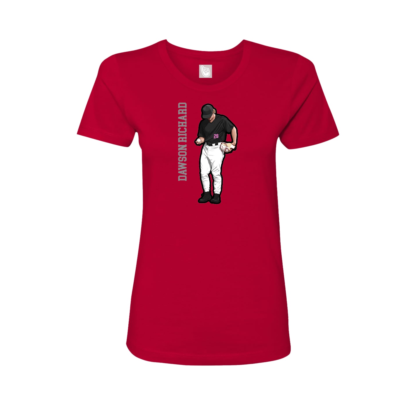 Fitted Women's Tee — Name Vertical in Red