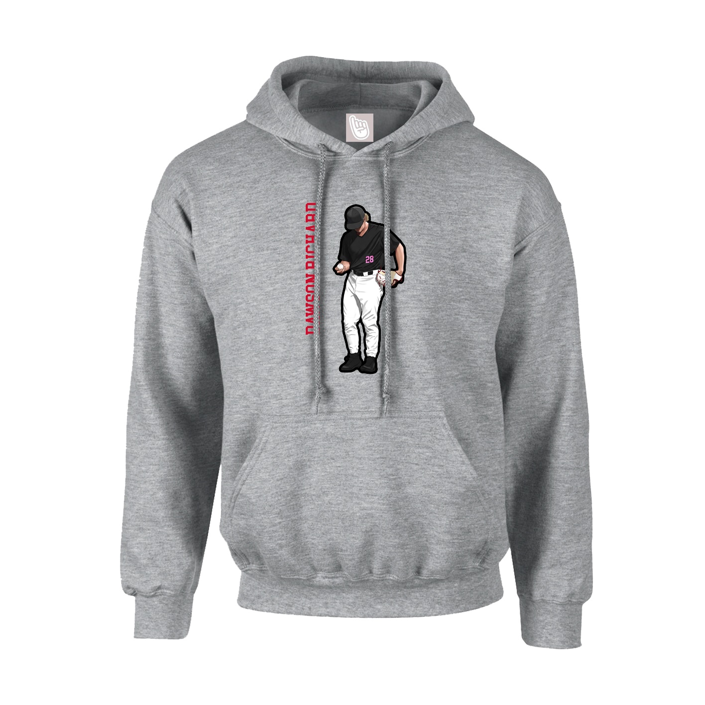 Youth Hoodie — Name Vertical in Grey