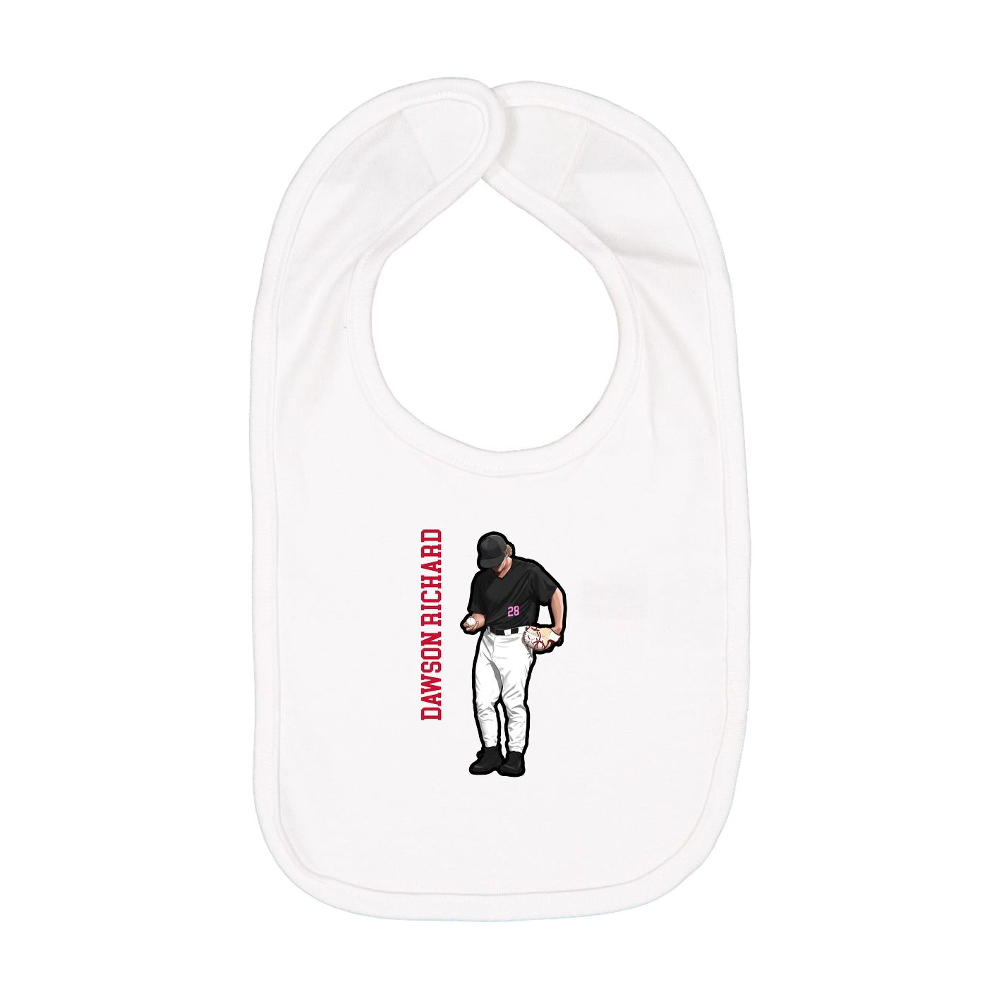 Infant Bib — Name Vertical in White