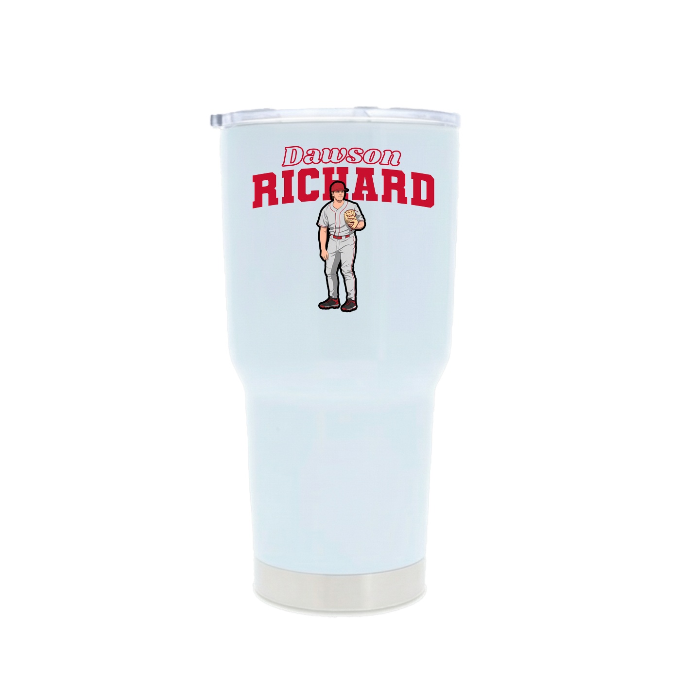 30oz Stainless Steel Tumbler — Name Arch in White