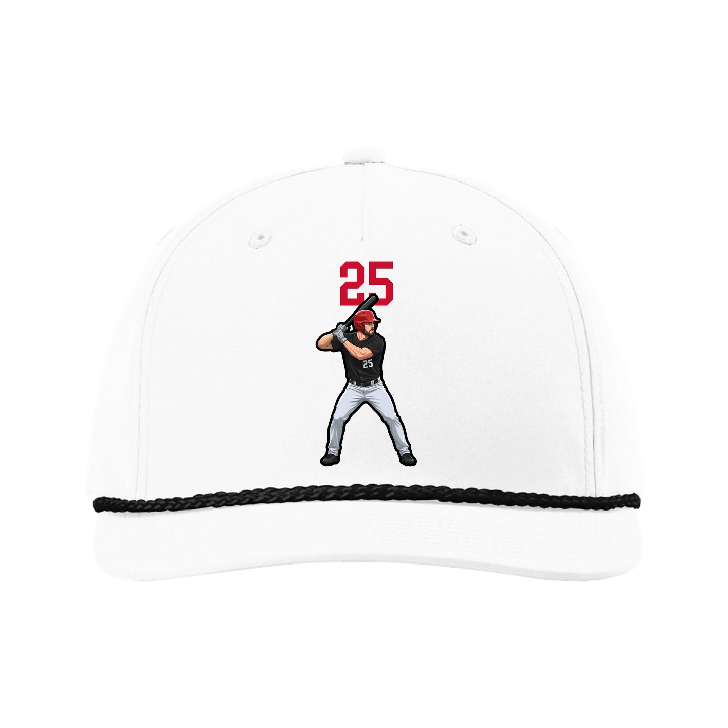Five-Panel Classic Rope Cap — Number Top in White