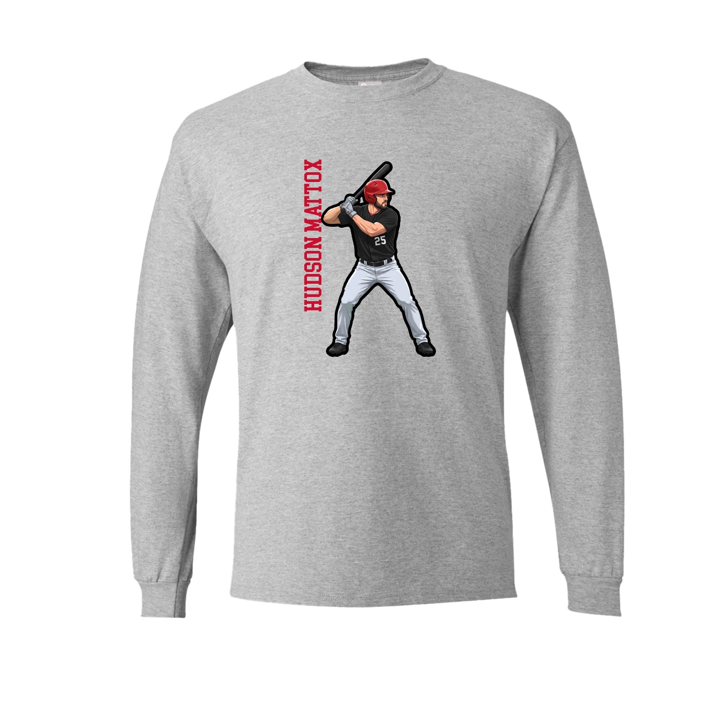 Long Sleeve Tee — Name Vertical in Grey