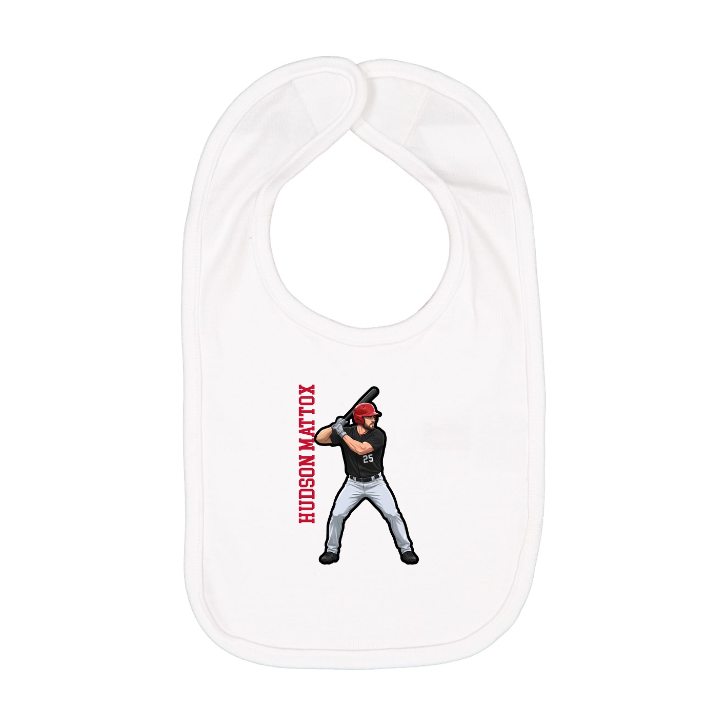 Infant Bib — Name Vertical in White