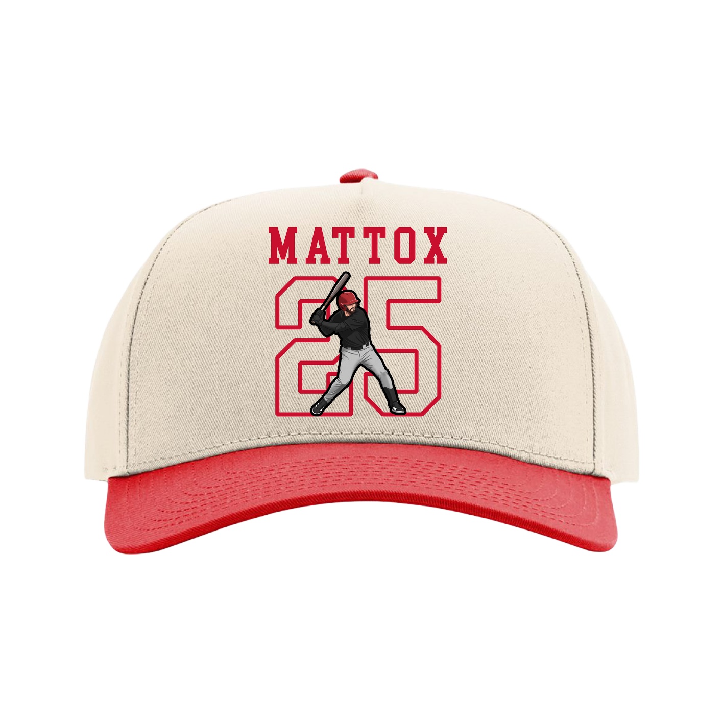 Full Fabric Five-Panel Champ Cap — Shirsey in Cream/Red