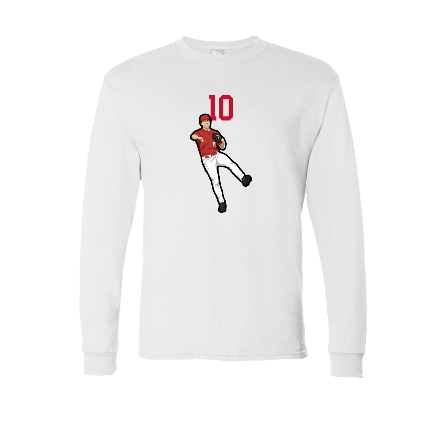 Long Sleeve Tee — Number Top in White