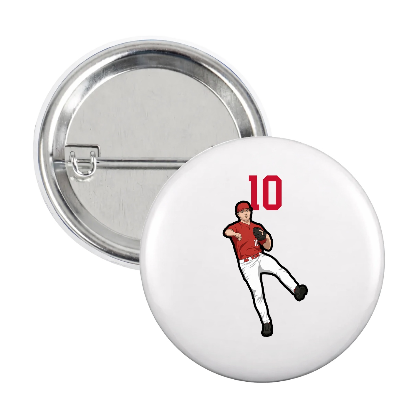Game Day Button — Number Top in White
