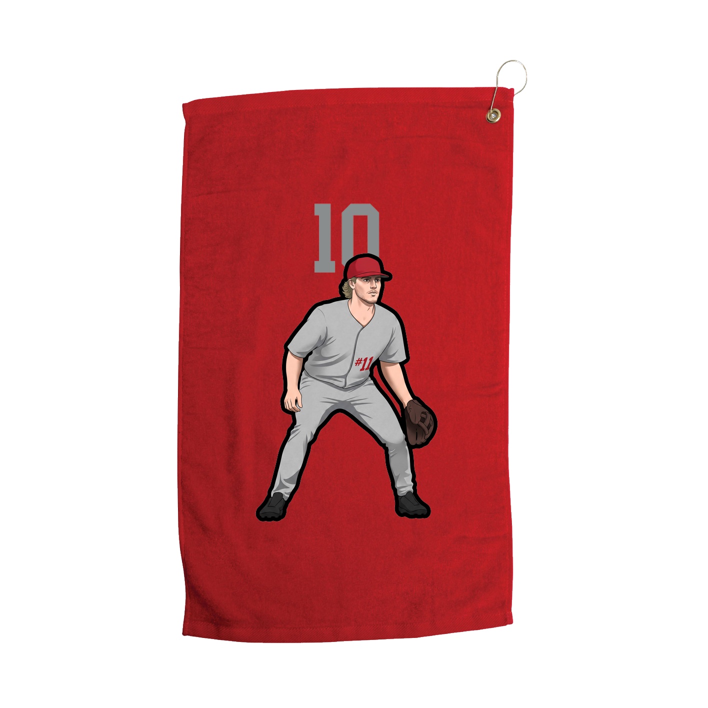 Golf Towel — Number Top in Red
