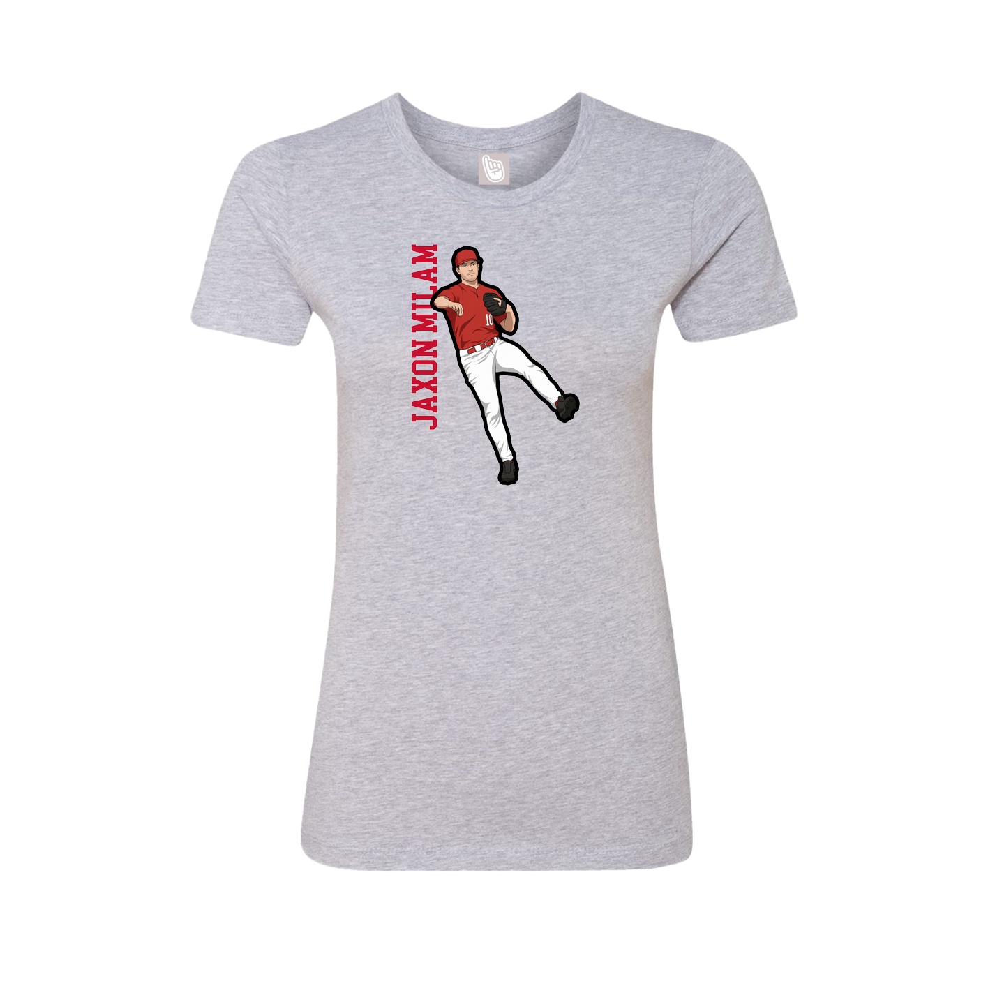 Fitted Women's Tee — Name Vertical in Grey