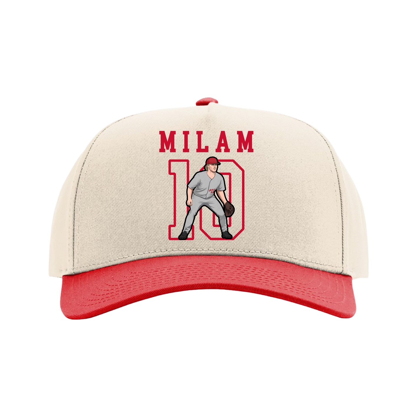 Full Fabric Five-Panel Champ Cap — Shirsey in Cream/Red