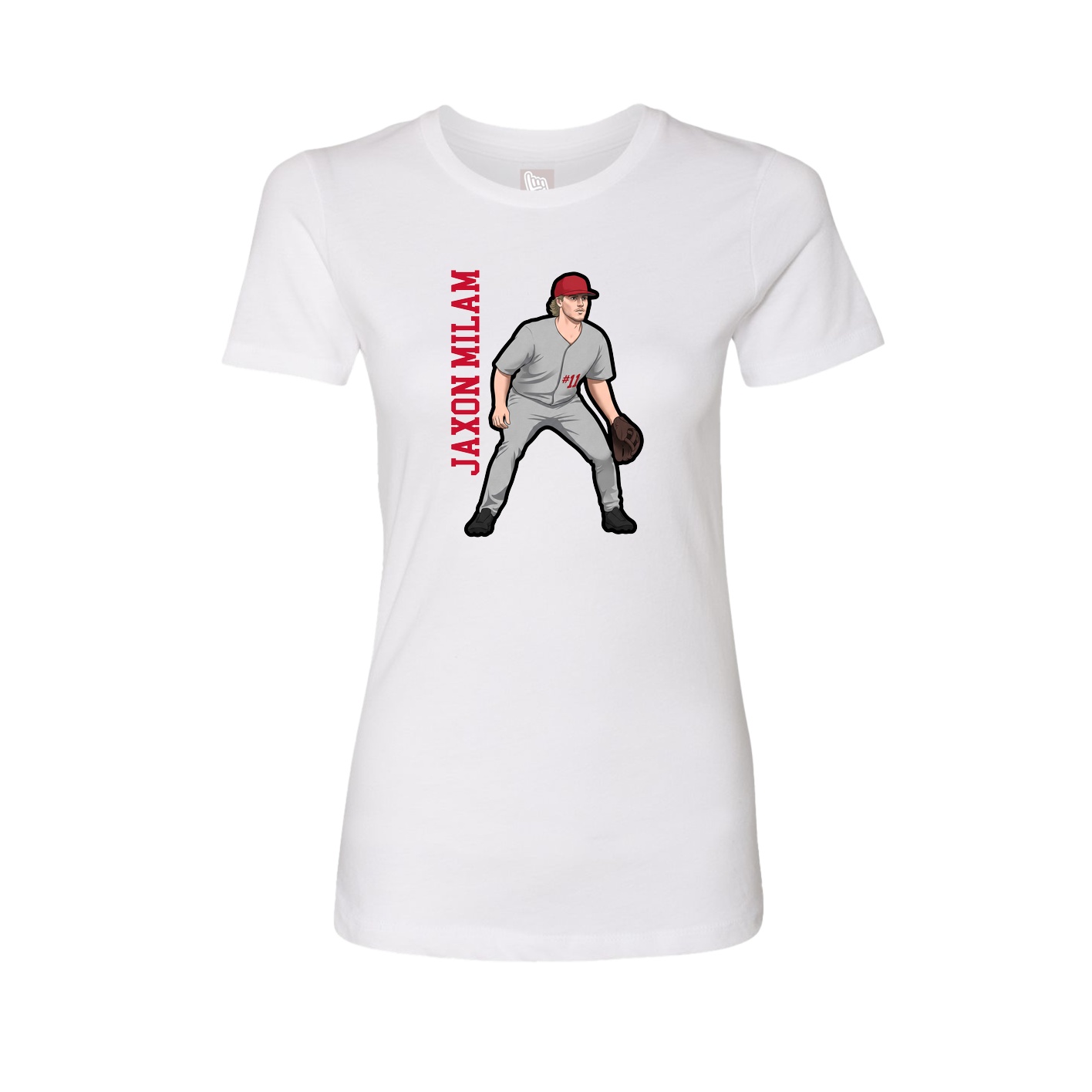 Fitted Women's Tee — Name Vertical in White