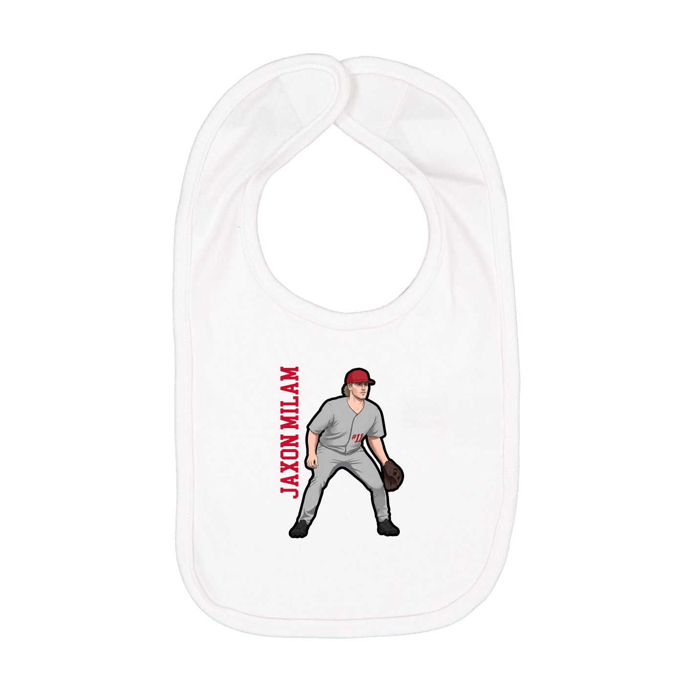 Infant Bib — Name Vertical in White