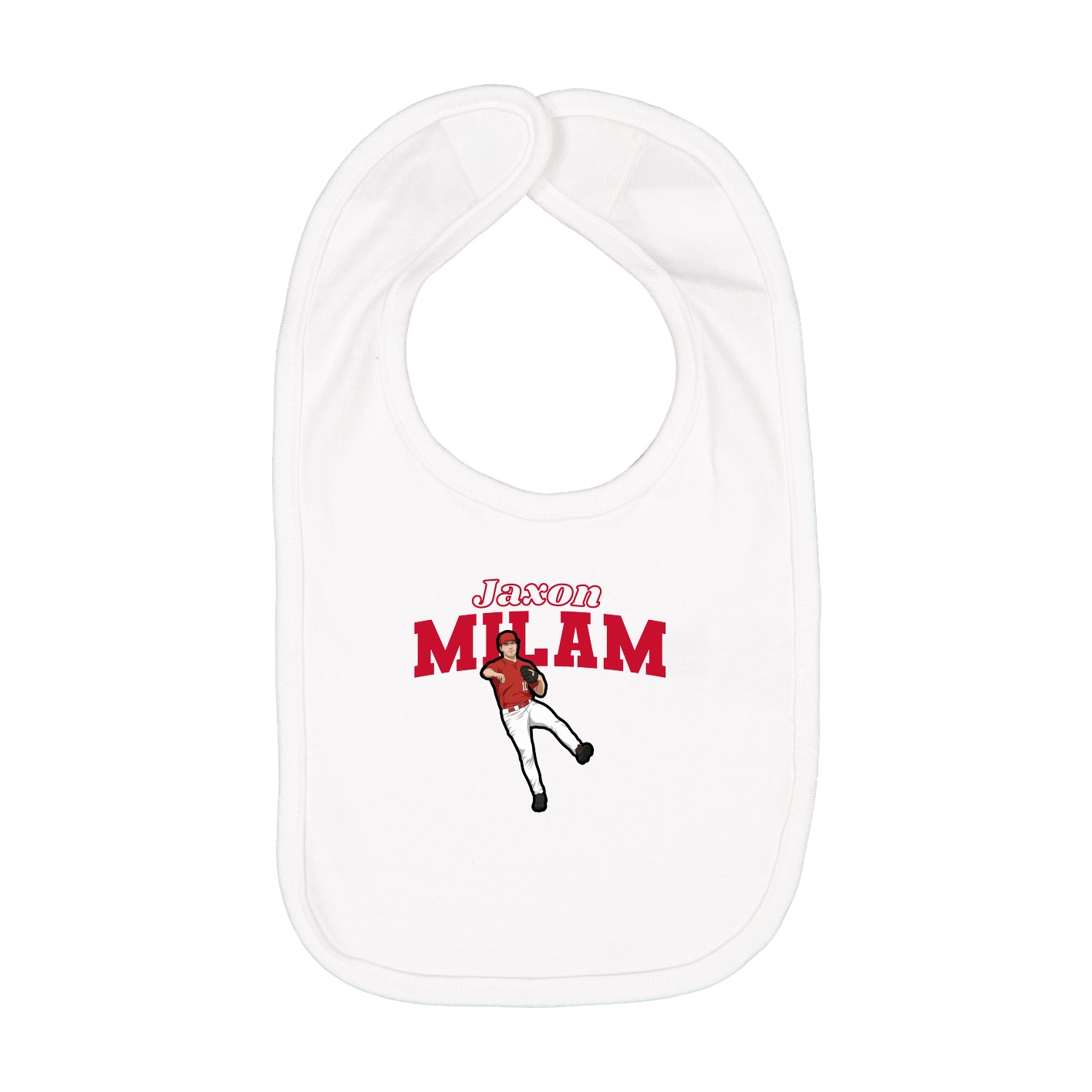 Infant Bib — Name Arch in White