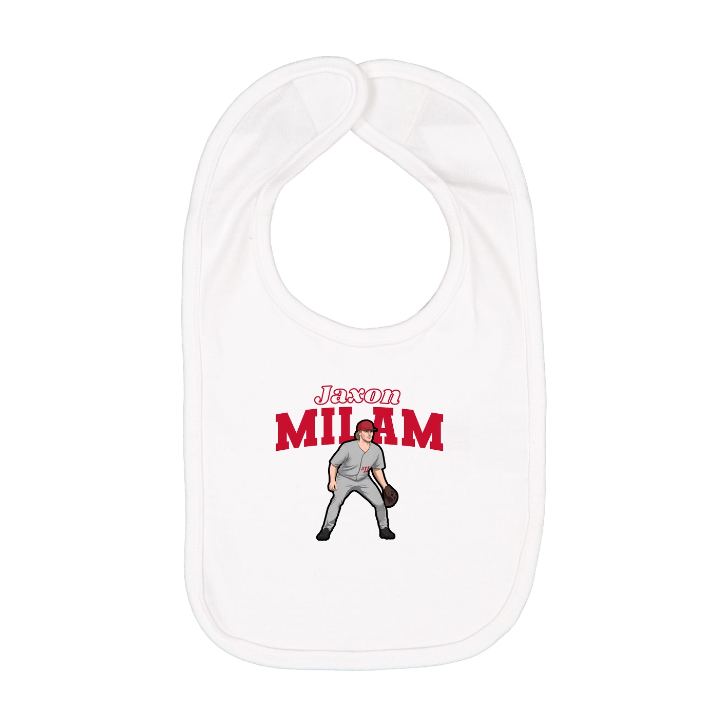 Infant Bib — Name Arch in White