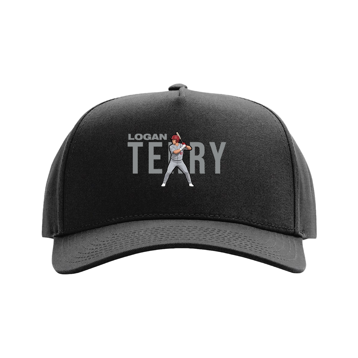 Full Fabric Five-Panel Champ Cap — Player Name in Black