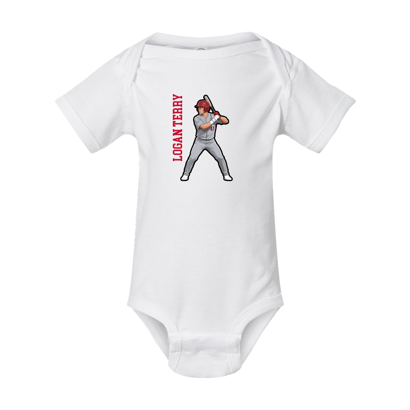 Baby Onesie — Name Vertical in White