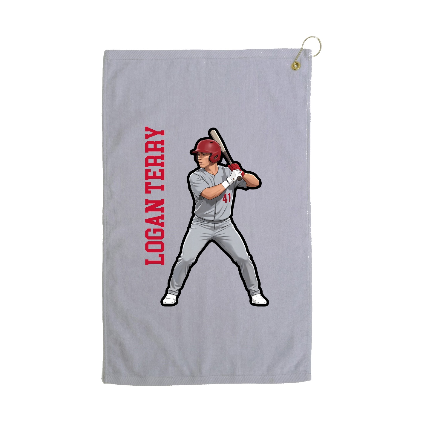 Golf Towel — Name Vertical in Grey
