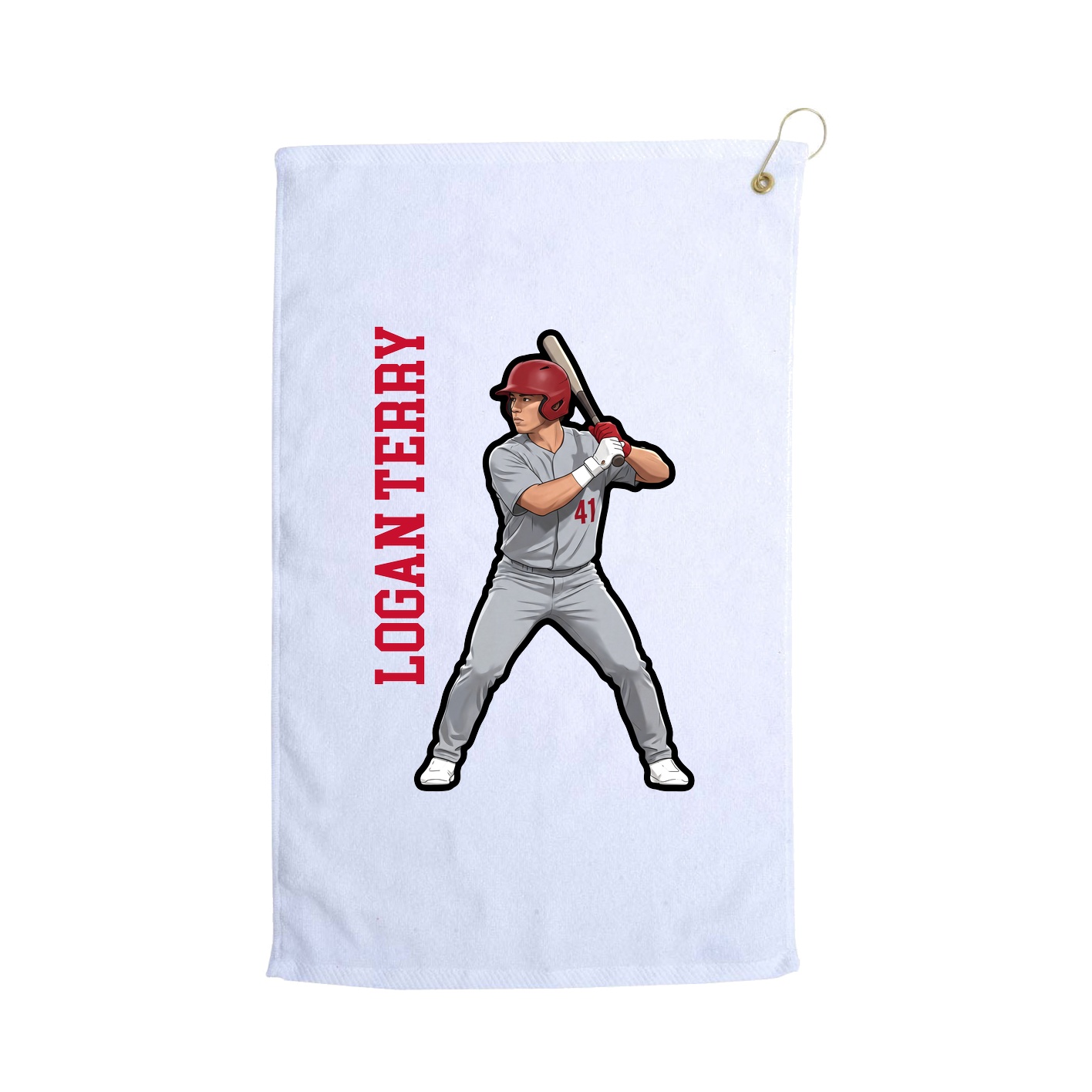 Golf Towel — Name Vertical in White